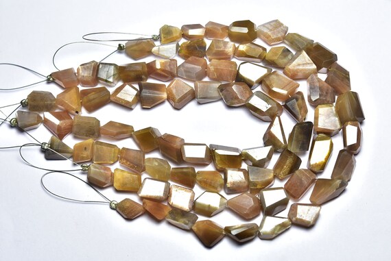 Bi Moonstone Nuggets Beads - 8 Inches - Natural Beautiful Faceted Rust Bi Moonstone Nuggets Strand - Size Is 8-11 Mm #643