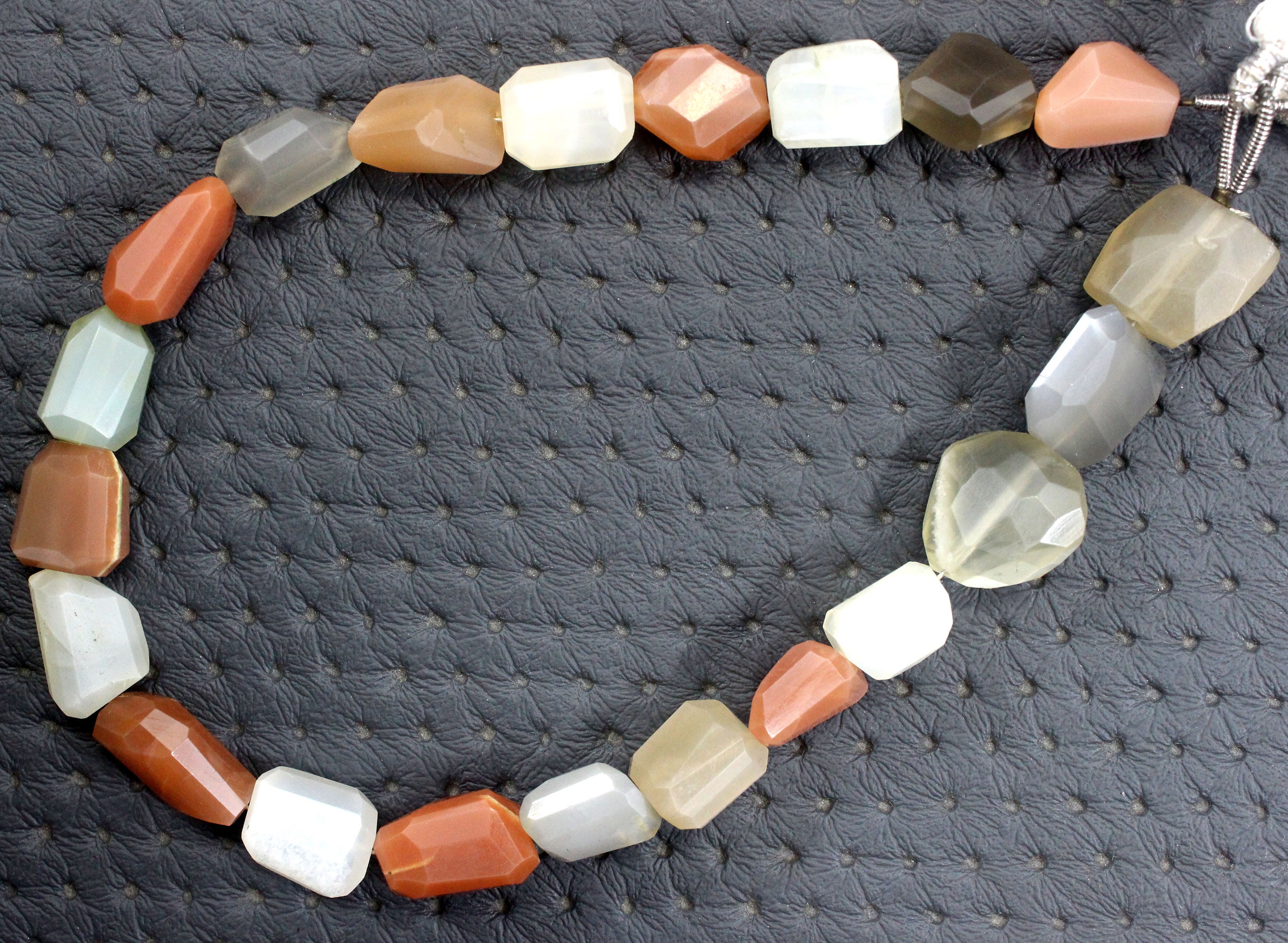 Multi Moonstone Gemstone Strand: 20 Faceted Nugget Beads