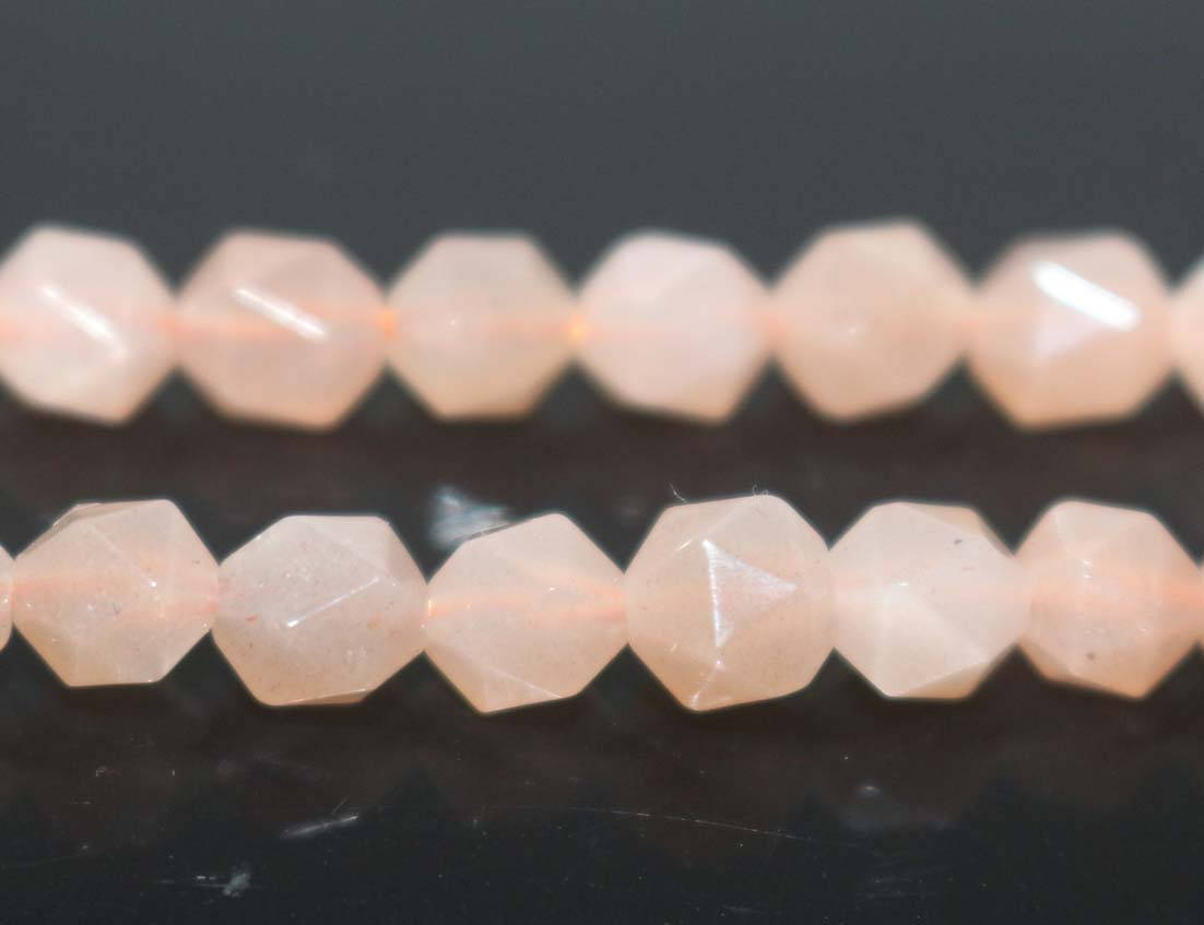 Natural Faceted Moonstone Nugget Beads,moonstone Beads,star Cut Faceted Beads,6mm 8mm 10mm 12mm Natural Beads,one Strand 15"