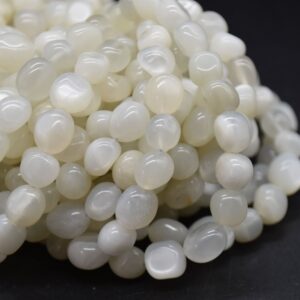 White Moonstone Gemstone Pebble Tumblestone Nugget Beads - 7mm - 10mm - 15" Strand White Moonstone Gemstone Pebble Tumblestone Nugget Beads - 7mm - 10mm - 15" Strand