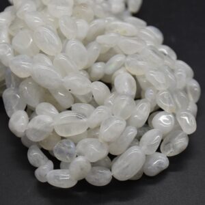 White Moonstone Gemstone Tumblestone Nugget Pebble Beads - 5mm - 8mm - 15" Strand White Moonstone Gemstone Tumblestone Nugget Pebble Beads - 5mm - 8mm - 15" Strand