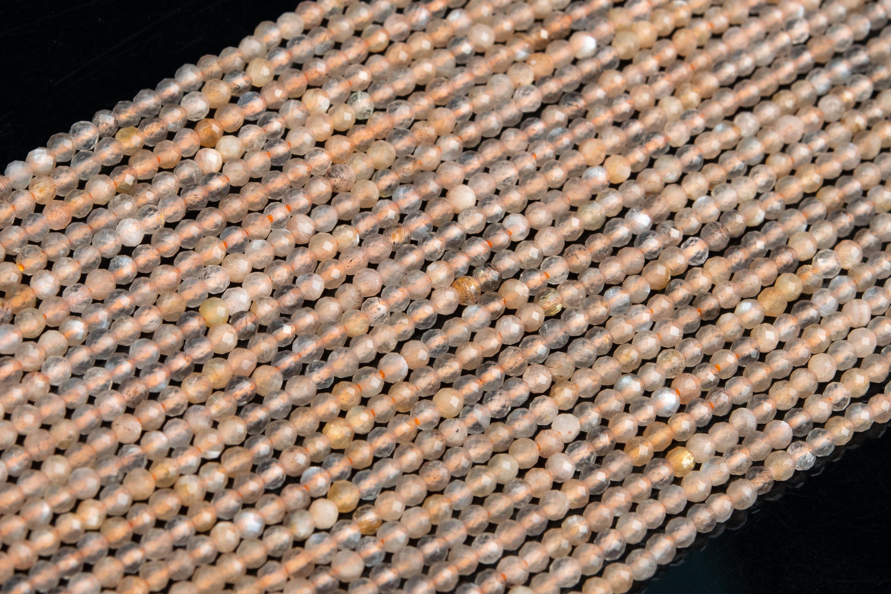 2mm Multicolor Moonstone Beads Indian Aaa Genuine Natural Gemstone Full Strand Faceted Round Loose Beads 15" Bulk Lot Options (107726-2515)