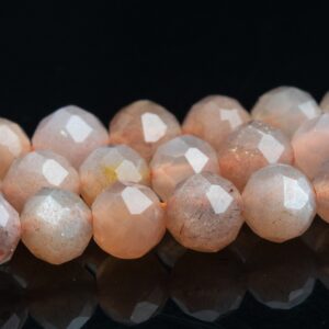 4mm Light Orange Moonstone Beads Grade Aa Genuine Natural Gemstone Faceted Round Loose Beads 15" / 7.5" Bulk Lot Options (113227)