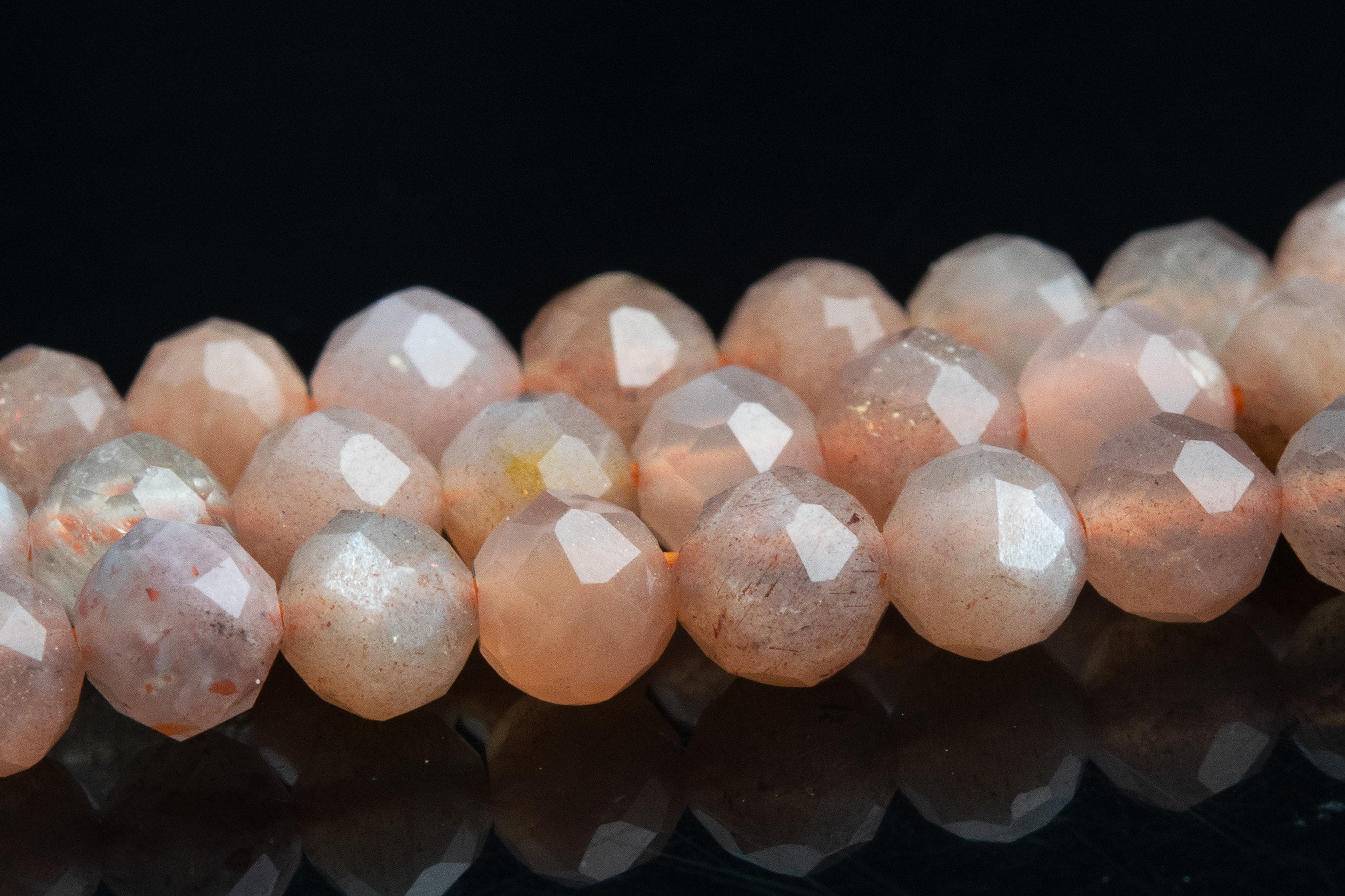 4mm Light Orange Moonstone Beads Grade Aa Genuine Natural Gemstone Faceted Round Loose Beads 15" / 7.5" Bulk Lot Options (113227)