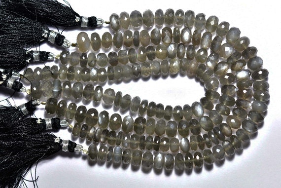 Gray Moonstone Rondelle Beads - 8 Inches - Natural Beautiful Gray Moonstone Faceted Rondelle,size Is 7-7.50mm #795