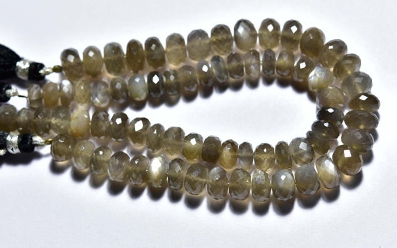 Gray Moonstone Rondelle Beads - 8 Inches - Natural Beautiful Big Gray Moonstone Faceted Rondelle,size Is 7-9mm #780