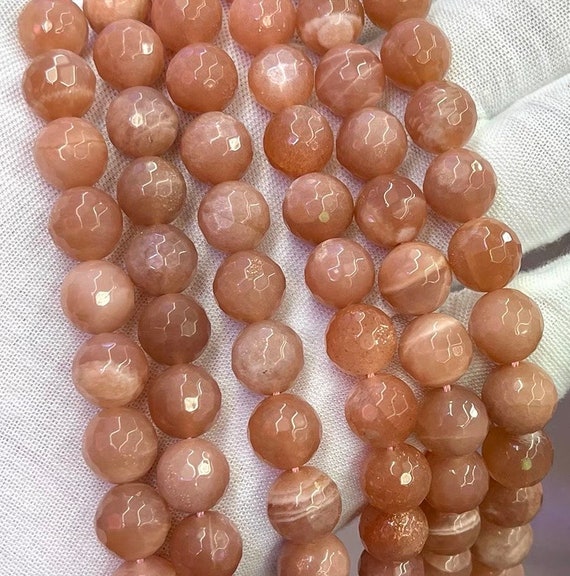 Natural 128 Faceted Moonstone Round Beads,10mm Moonstone Beads.15 Inches One Starand Natural 128 Faceted Moonstone Round Beads,10mm Moonstone Beads.15 Inches One Starand