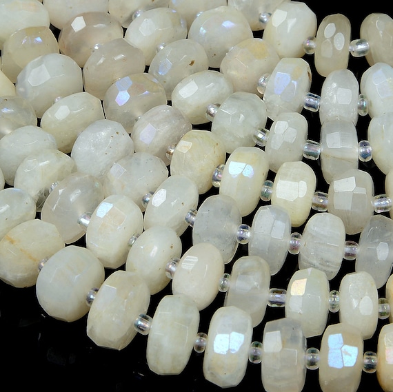 Titanium White Moonstone Gemstone Grade Aa Faceted Rondelle 7x5mm 11x6mm 12x6mm 12x8mm 13x9mm 13x10mm 14x9mm Loose Beads Bulk Lot (d349)