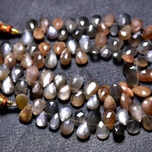 Multi Moonstone Pear Beads - 8 Inches - Beautiful Amazing Natural Red Gray Moonstone Faceted Pear Briolettes,size Is 7x9-7.50x11mm #847 Multi Moonstone Pear Beads - 8 Inches - Beautiful Amazing Natural Red Gray Moonstone Faceted Pear Briolettes,size Is 7x9-7.50x11mm #847