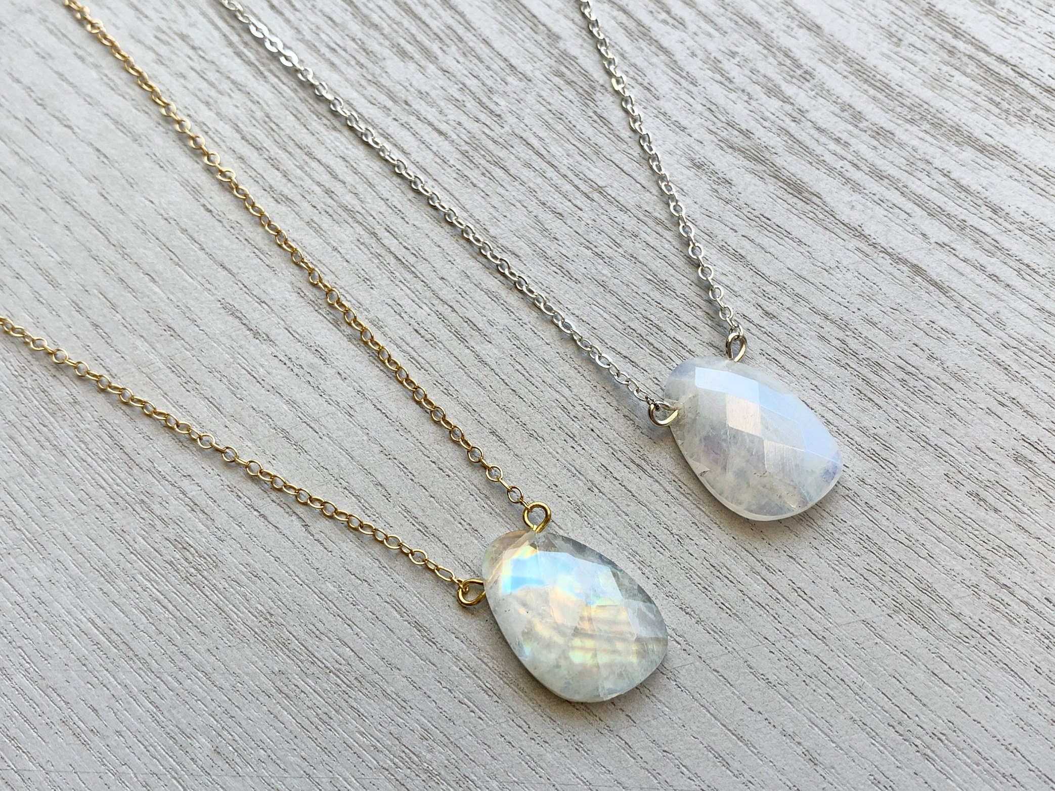 Moonstone Choker Necklace Sterling Silver, Gold Filled, Rose Gold Handcrafted Rainbow Crystal Healing Necklace Gifts, Women, June Birthstone