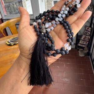 Lava Moonstone 108 Mala Necklace Japa Prayer Beads Tassel