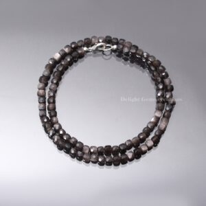 Natural Chocolate Moonstone Necklace, 4.5mm Faceted Cube Beads, 18 Inch