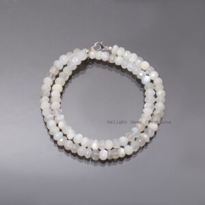 Natural White Moonstone Beaded necklace-7mm-7.5mm faceted rondelle white gemstone necklace-Handmade Women Jewelry-bridesmaid gifts-Christmas