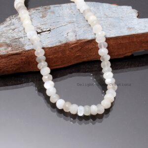 Natural White Moonstone Beads necklace, Moonstone Faceted Rondelle Beads, Women Necklace, Gift For Her, Customizable Necklace