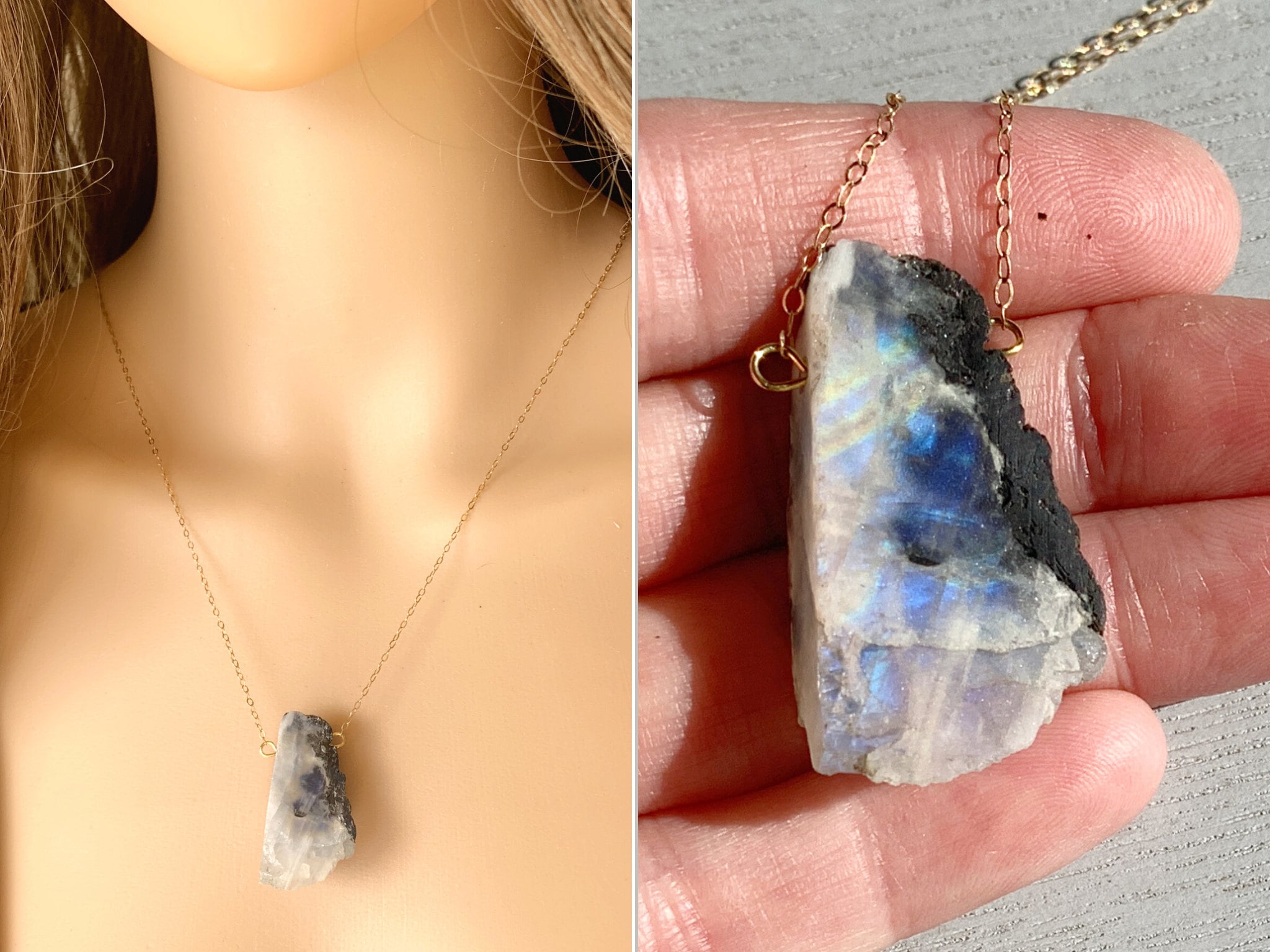 Raw Moonstone Necklace Silver Or Rose Gold, Moonstone Jewelry, Raw Stone Necklace, Raw Crystal Necklace, June Birthday Gift, Exact Stone Raw Moonstone Necklace Silver Or Rose Gold, Moonstone Jewelry, Raw Stone Necklace, Raw Crystal Necklace, June Birthday Gift, Exact Stone