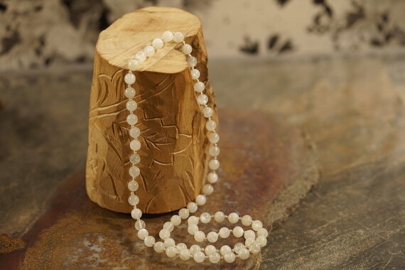 White Moonstone Necklace • Beaded Necklace • Genuine Moonstone • 6mm • 8mm • 24-50in • Healing Necklace • Handmade Necklace • A4688