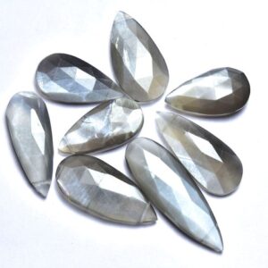 Big Gray Moonstone Long Pear Beads - 4 Pcs - Natural Gray Moonstone Faceted Pear Briolettes, Elongated Briolettes,size Is 11x20-12x27mm #221 Big Gray Moonstone Long Pear Beads - 4 Pcs - Natural Gray Moonstone Faceted Pear Briolettes, Elongated Briolettes,size Is 11x20-12x27mm #221