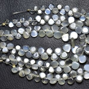 Gray Moonstone Heart Beads - 7 Inches - Beautiful Natural Moonstone Smooth Heart Briolette,light Gray Moonstone,size Is 5-8mm #409 Gray Moonstone Heart Beads - 7 Inches - Beautiful Natural Moonstone Smooth Heart Briolette,light Gray Moonstone,size Is 5-8mm #409