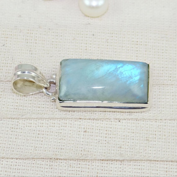 Handmade Moonstone Pendant: 925 Sterling Silver Necklace