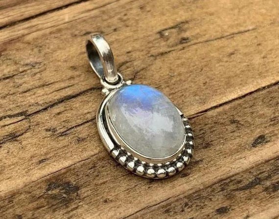 Handmade Moonstone Pendant: 925 Sterling Silver, 18k Gold Plated