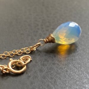 Opaline Moonstone Pendant: 14k Gold Fill Wire Wrapped Necklace Opaline Moonstone Pendant: 14k Gold Fill Wire Wrapped Necklace