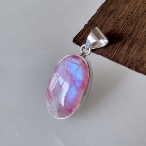 Pink Moonstone 925 Silver Pendant, Handmade Charm Jewelry Pink Moonstone 925 Silver Pendant, Handmade Charm Jewelry