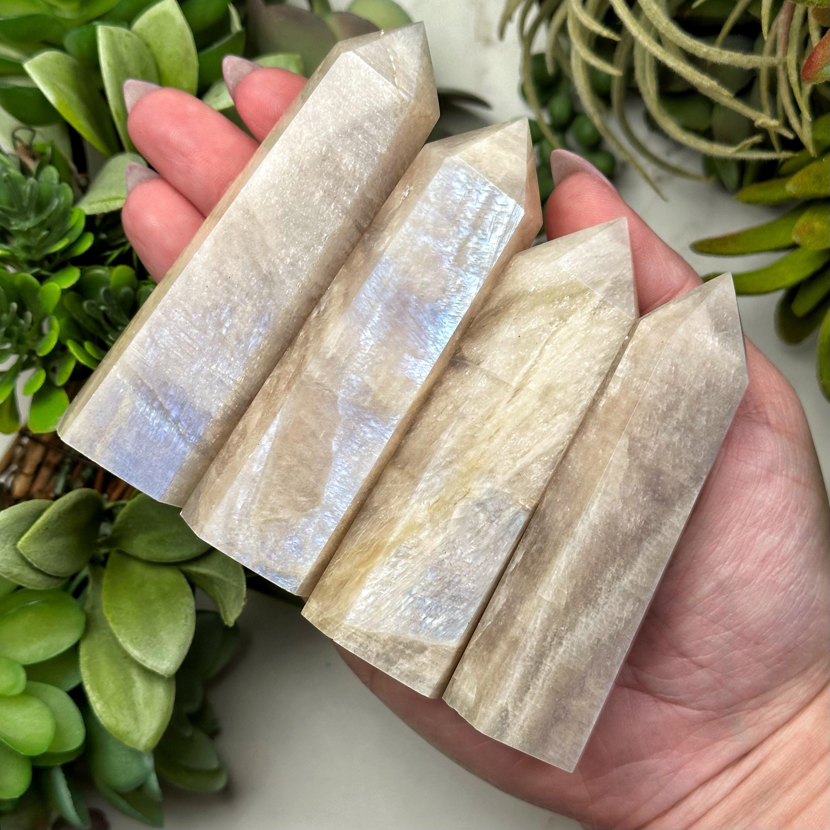 Moonstone Point | S, M, L | - (polished White Crystal Tower, Crown Chakra, Healing Stone, Protection) Moonstone Point | S, M, L | - (polished White Crystal Tower, Crown Chakra, Healing Stone, Protection)