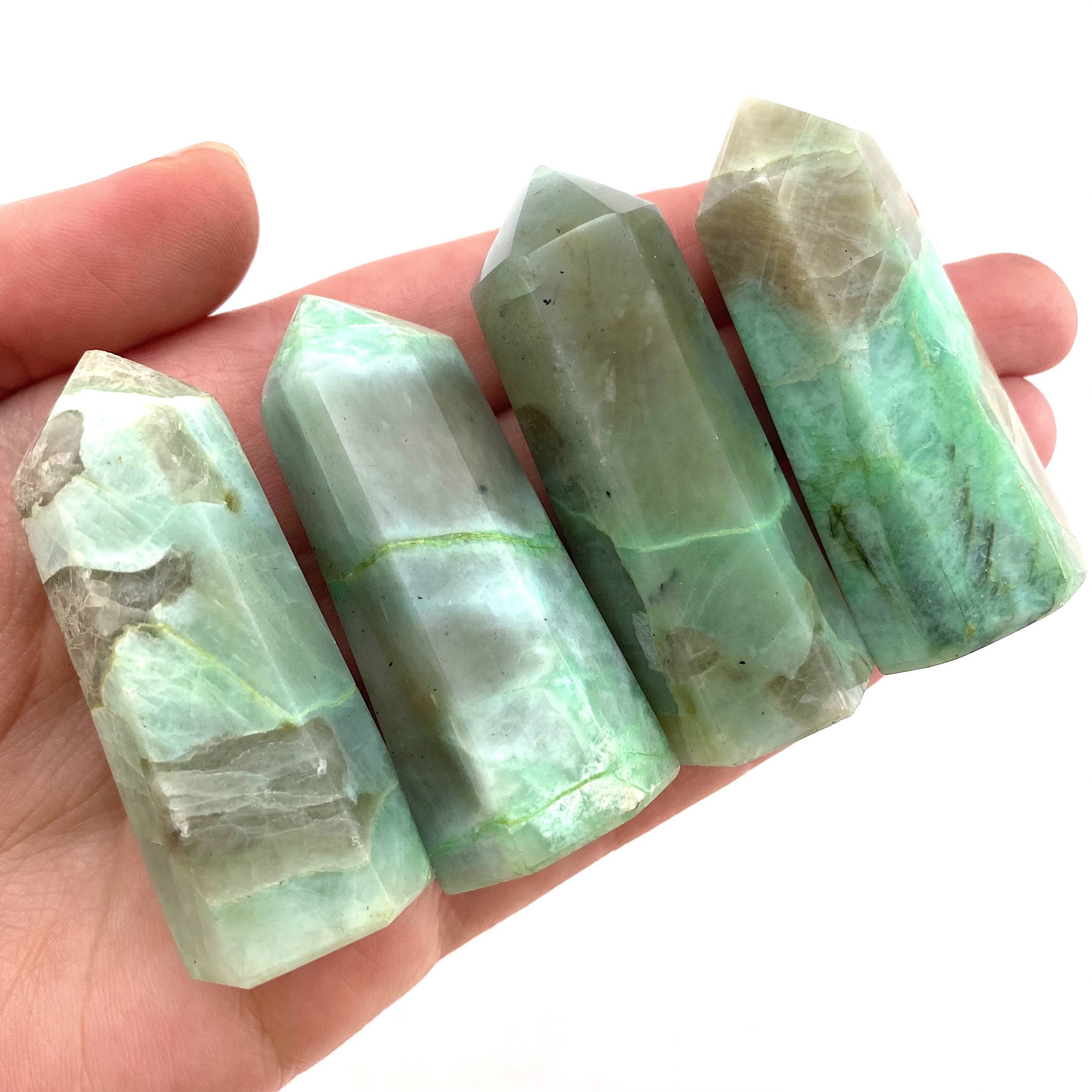 Garnierite Point | Green Moonstone Polished Natural Crystal Tower (heart Chakra)