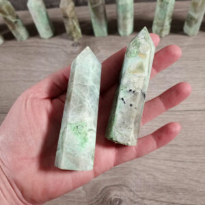 Green Moonstone Garnierite Obelisk Tower // 3 To 4 Oz Each Green Moonstone Garnierite Obelisk Tower // 3 To 4 Oz Each