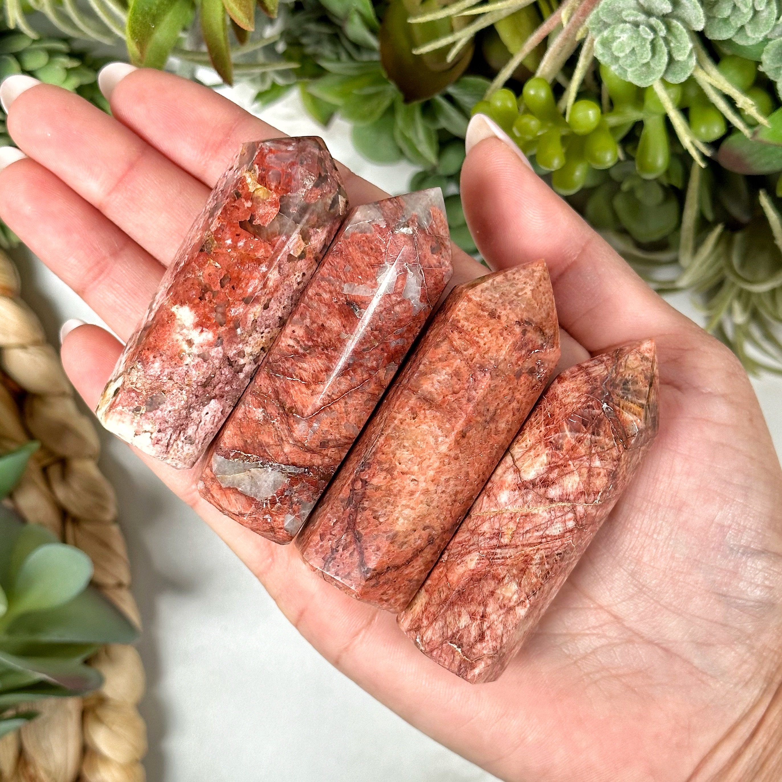 Red Moonstone Point | S, L | - (polished Crystal Tower, Crown Chakra, Healing Stone, Balance)