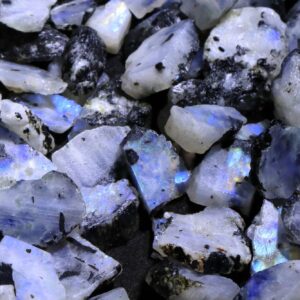 Flashy Moonstone Rough Gemstone Specimen: Natural Blue Fire Crystal