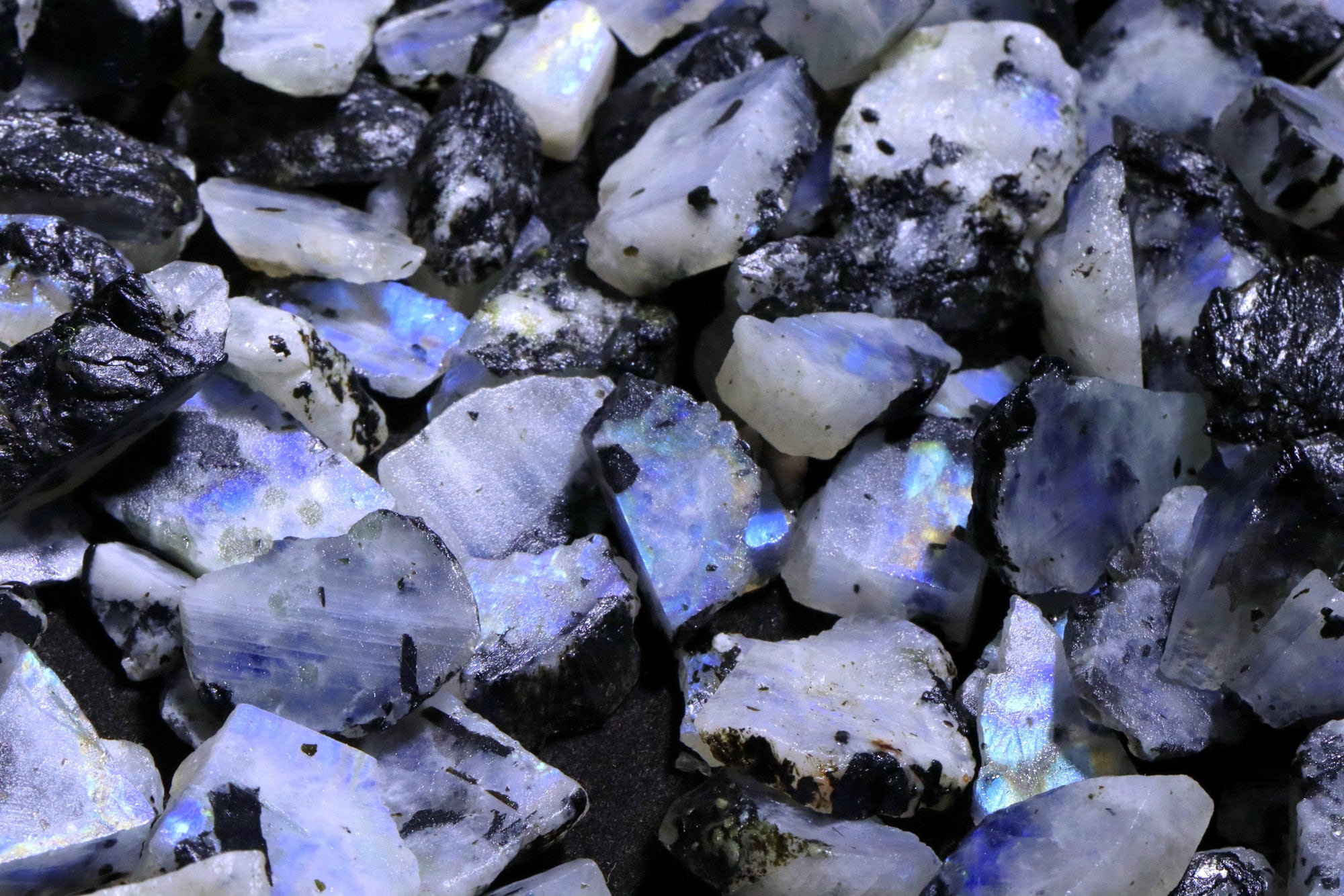 Flashy Moonstone Rough Gemstone Specimen: Natural Blue Fire Crystal