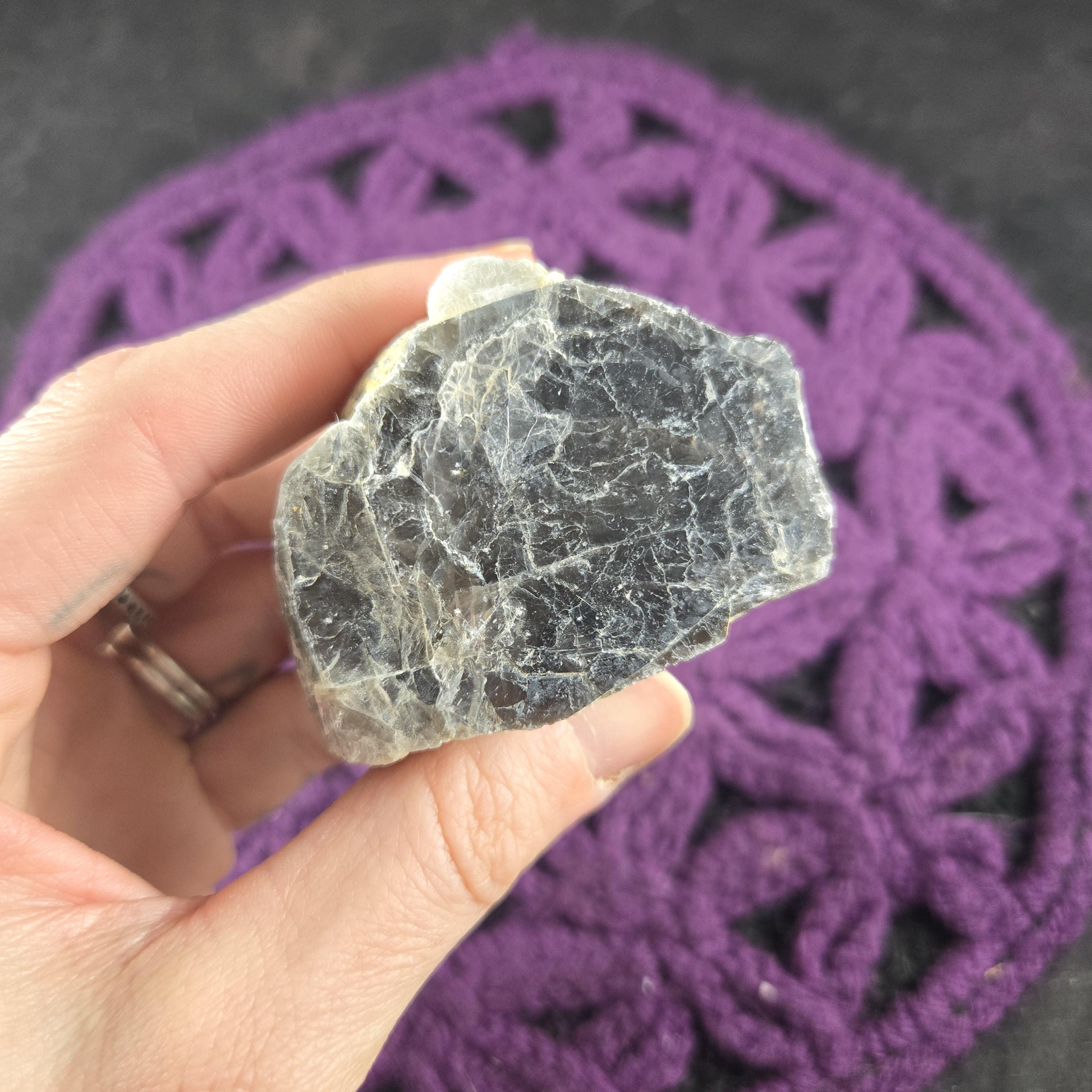 Raw Grey Silver Black Moonstone Rough Stone Crystal Piece Moon Rare Gray