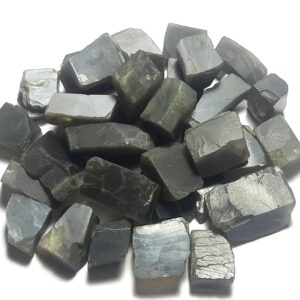 Natural Black Moonstone Rough: Unpolished Gemstone Slices