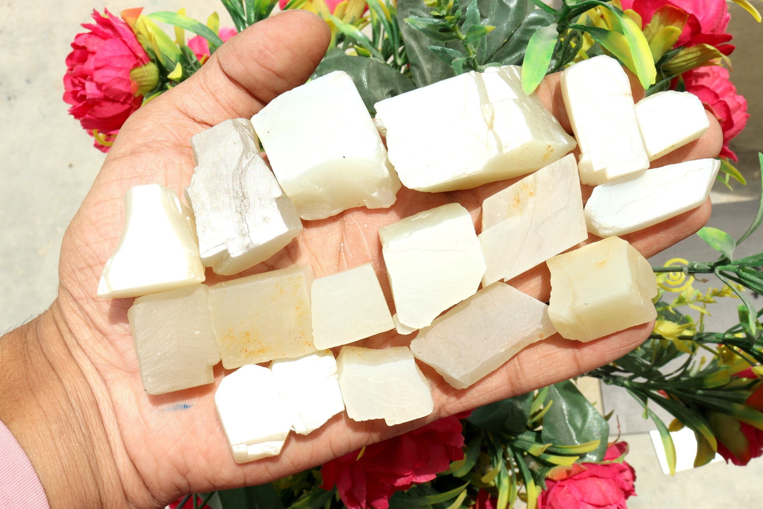 Raw White Moonstone Pieces: Rough Gemstone Specimens
