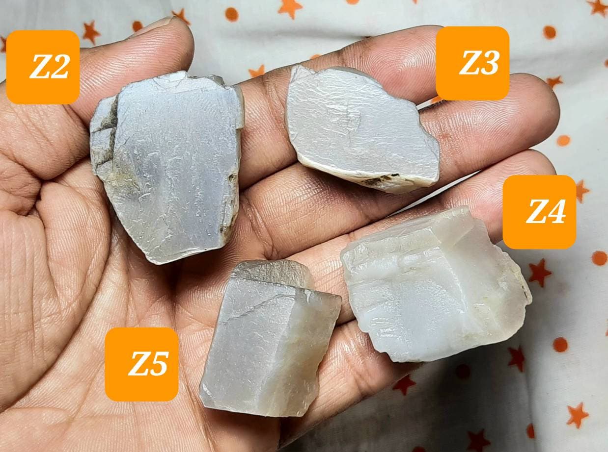 Raw White Moonstone Specimen: Unpolished Gemstone Slab Grey Moonstone Slices Rock Chunk