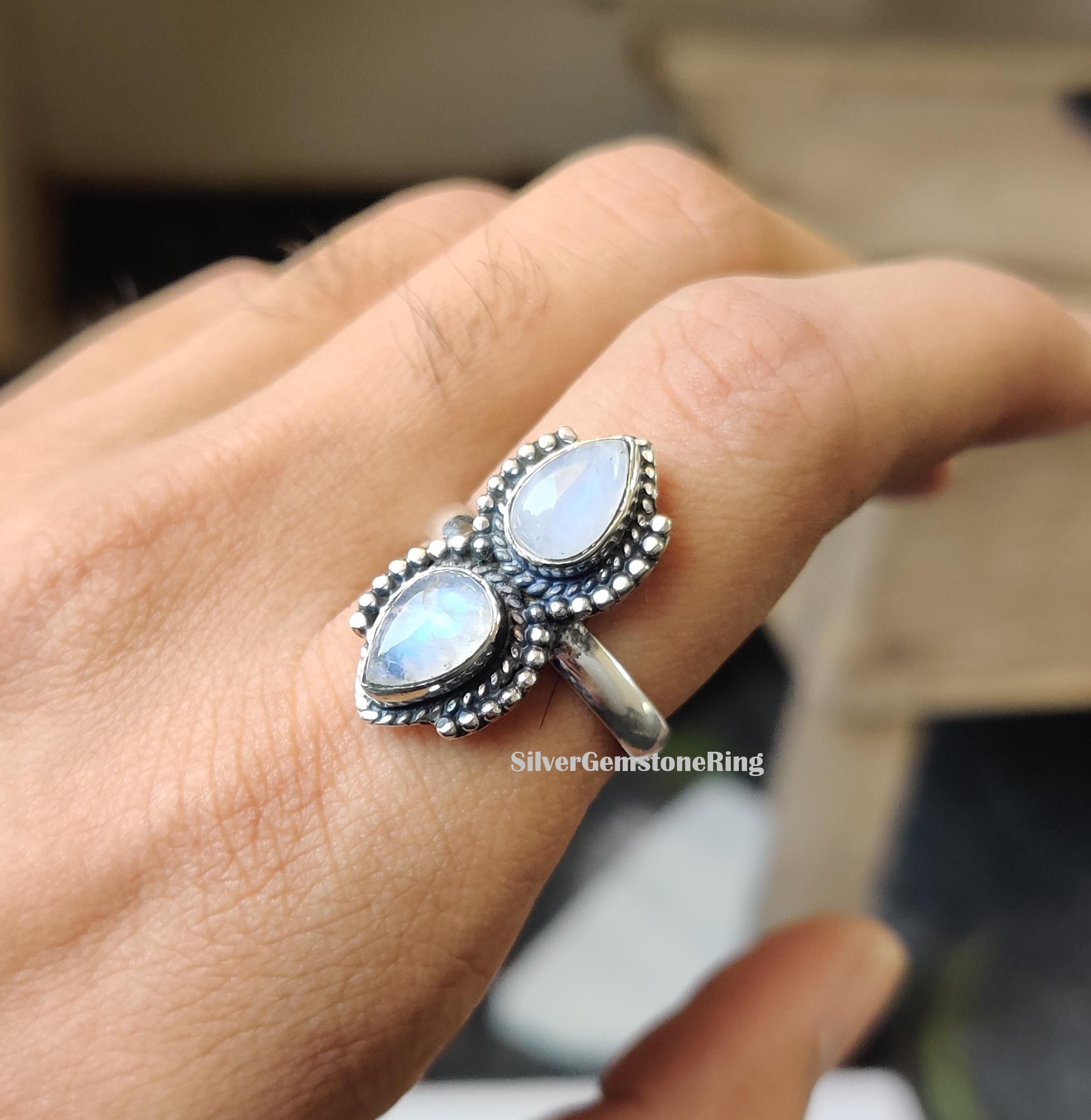 Natural Moonstone Ring: 925 Sterling Silver, Women's Engagement Ring, Unisex Jewelry Natural Moonstone Ring: 925 Sterling Silver, Women's Engagement Ring, Unisex Jewelry
