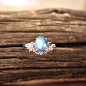 Royal Blue Moonstone Engagement Ring For Women 925 Silver Wedding Ring Art Deco Moonstone Gemstone Ring Oval Shape Moonstone Statement Ring Royal Blue Moonstone Engagement Ring For Women 925 Silver Wedding Ring Art Deco Moonstone Gemstone Ring Oval Shape Moonstone Statement Ring