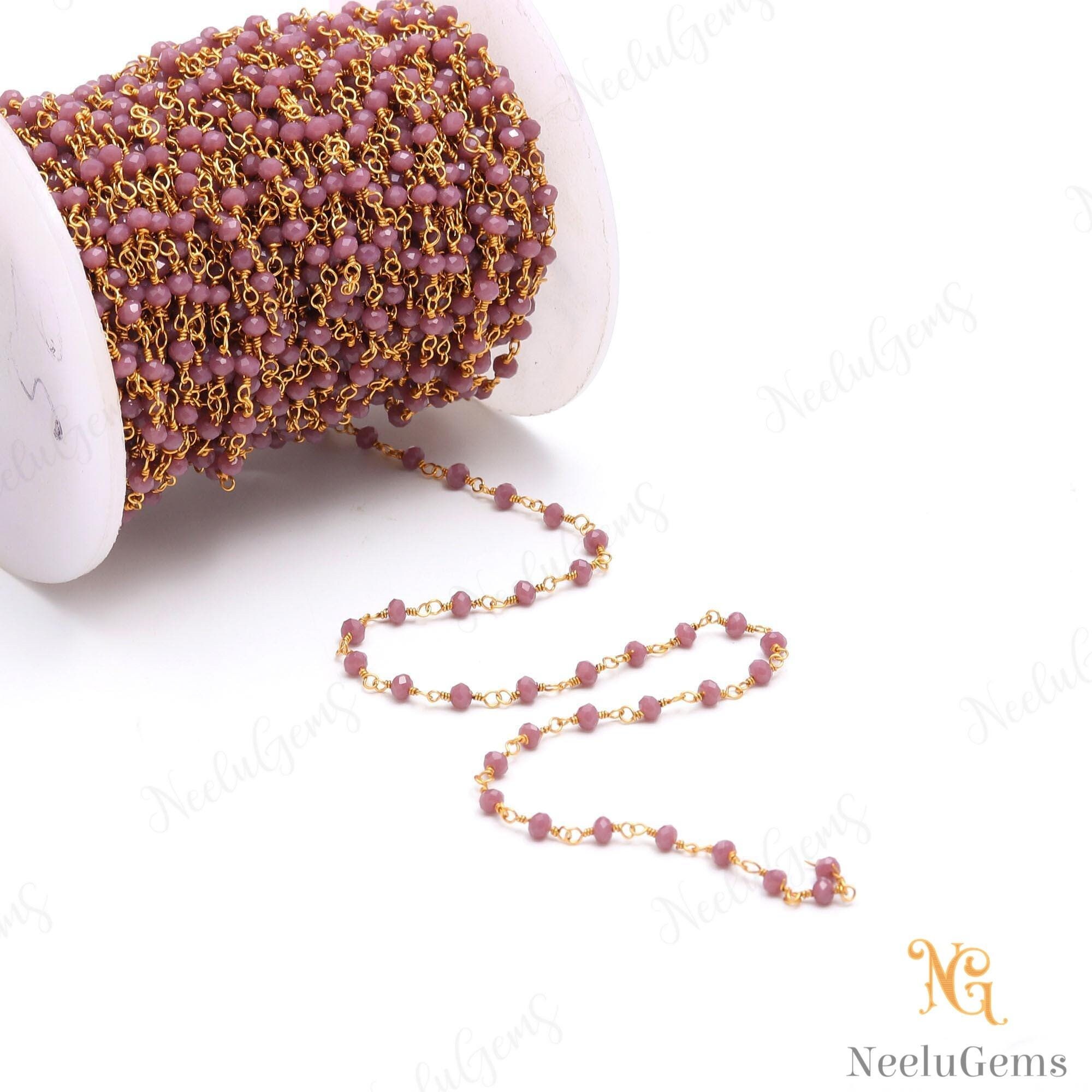 Beautiful Chocolate Moonstone Hydro Rondelle Beads Chain,3 Mm Gold Plated Wire Wrap Microcut Beaded Chain,rosary Chain For Handmade Jewelry
