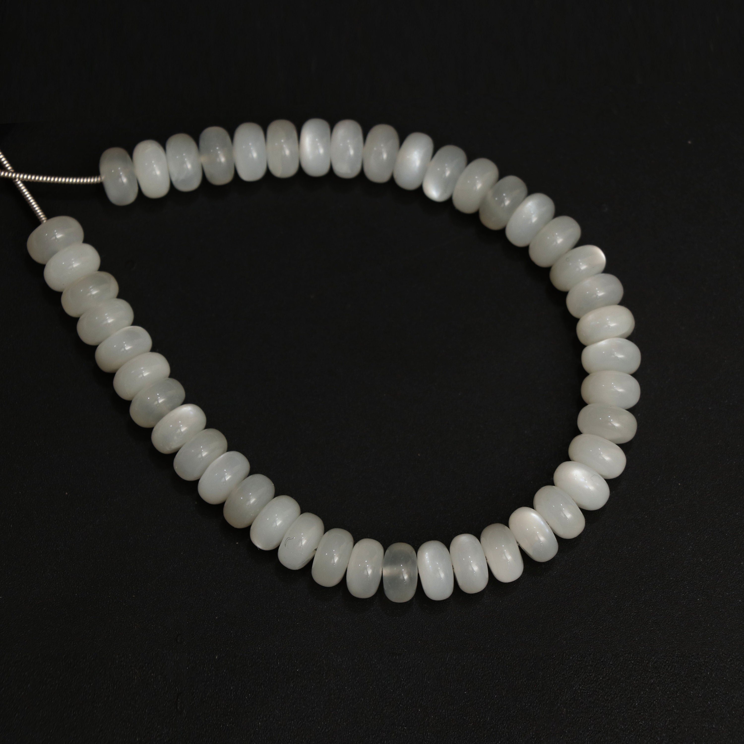 Calibrated White Moonstone Smooth Rondelle Beads | 8 Mm | White Moonstone Beads | 8 Inch/ 16 Inch Full Strand | Price Per Strand Calibrated White Moonstone Smooth Rondelle Beads | 8 Mm | White Moonstone Beads | 8 Inch/ 16 Inch Full Strand | Price Per Strand