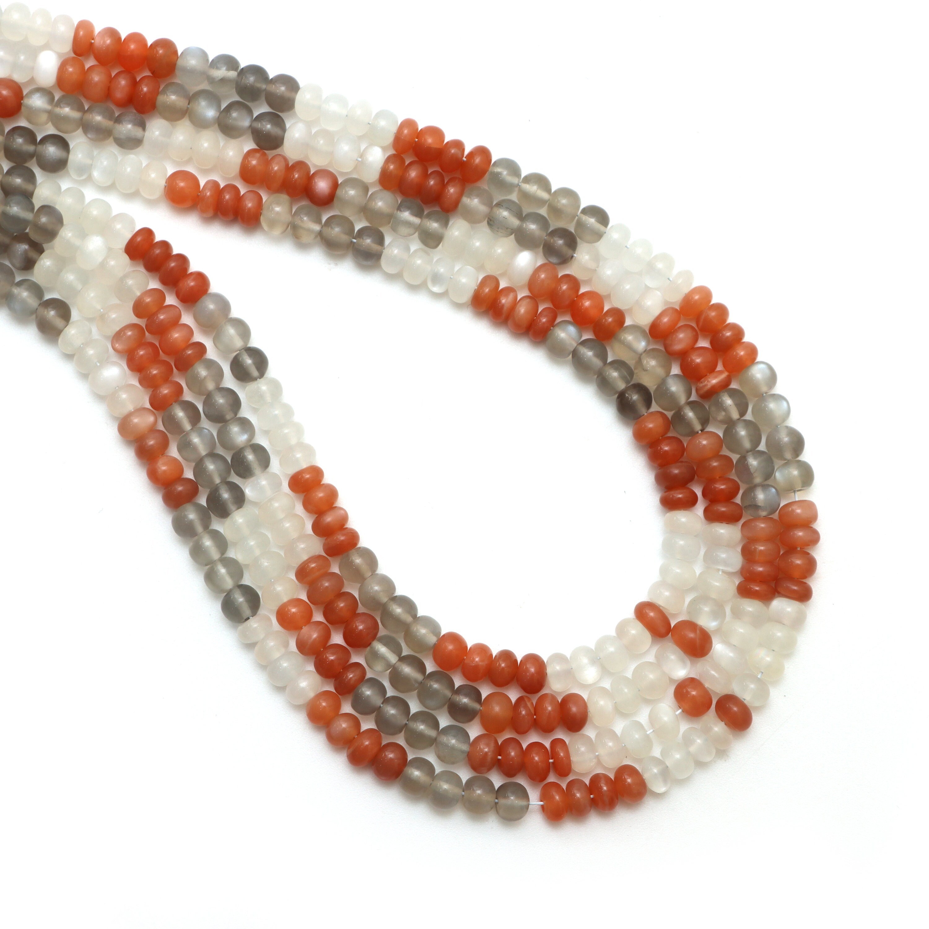 Multi Moonstone Smooth Rondelle Beads, 4.5 Mm To 5 Mm, Moonstone Jewelry Making Beads, 18 Inches Full Strand, Price Per Strand