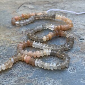 Multi Toned Moonstone Rondelles, Choose Size, 13 Inches
