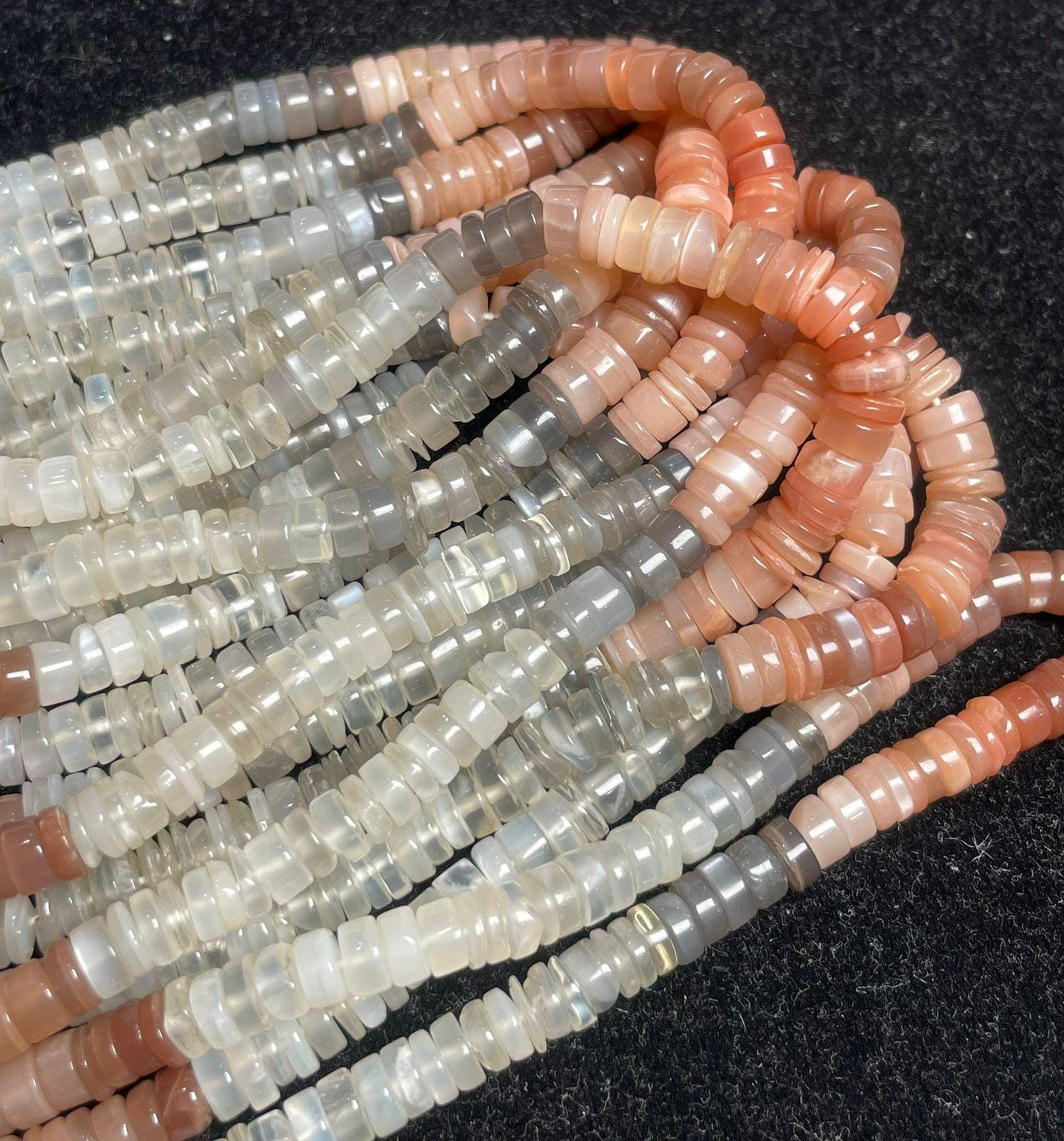 Natural Multi Moonstone Plain Tyre Shape Gemstone Beads Size- 5 Mm, 16 Inch Strand For Making Jewelry