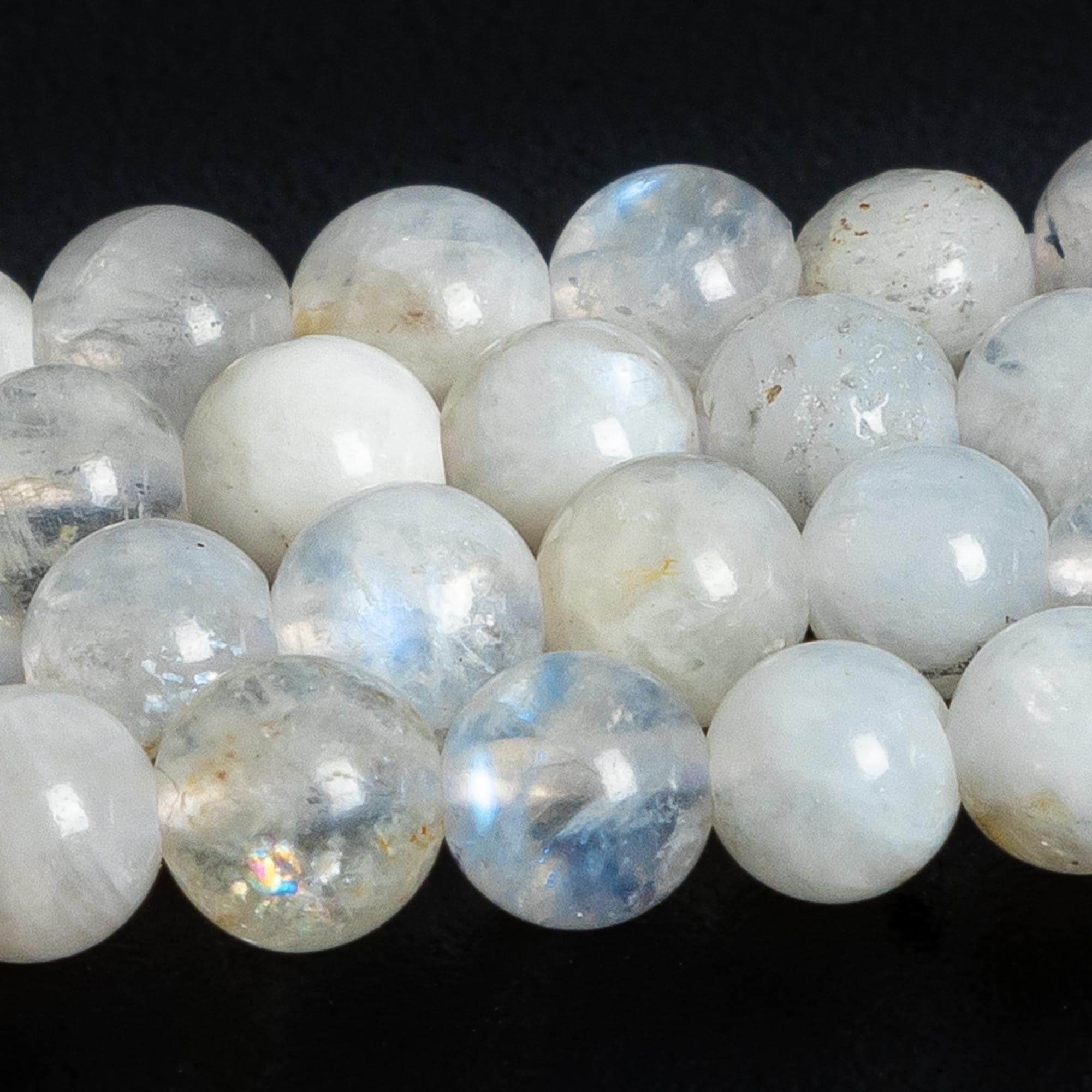 3-4mm White & Yellow Spots Moonstone Beads Grade A Genuine Natural Gemstone Round Loose Beads 15" Bulk Lot Options (127305)