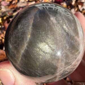 1.9" Black Moonstone Sphere, Gold Shimmer, Silver Sheen, High Quality Crystal Ball, Home Decor, Crystal For Cancer, Libra, Witchy Gift #1