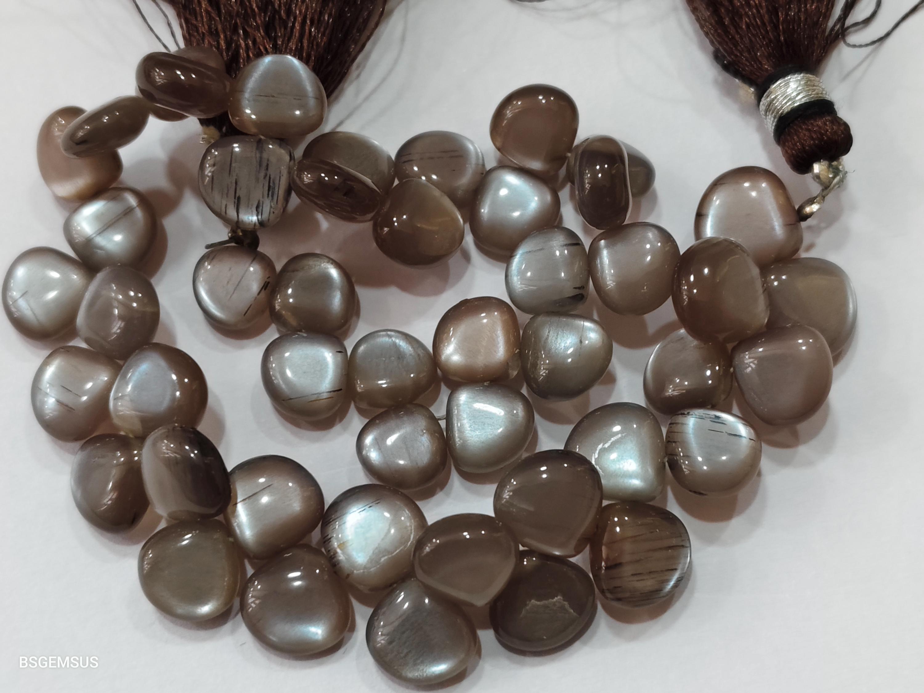 15 Pcs,natural Chocolate Moonstone Smooth Heart Shape, 8-9mm Approx.