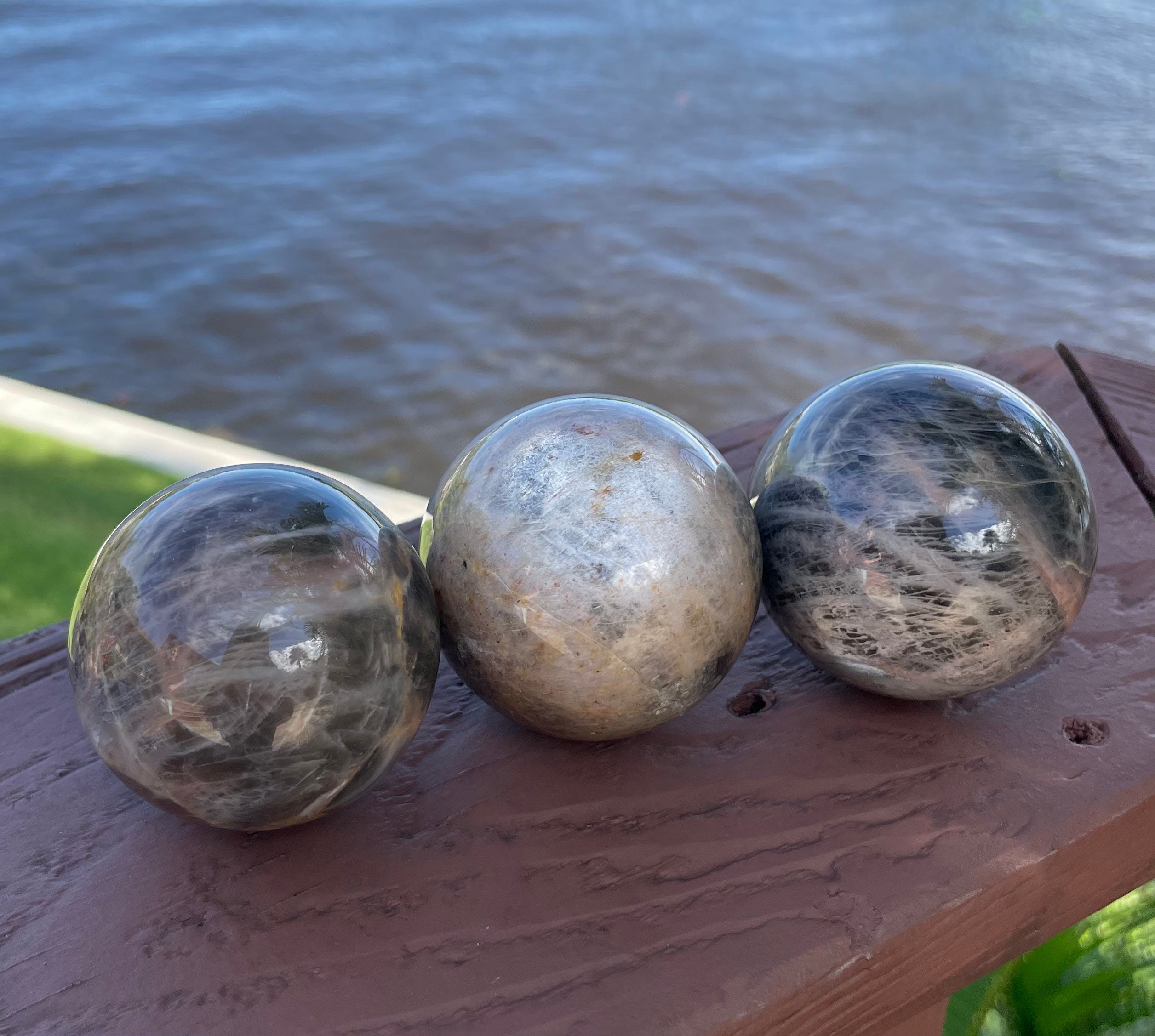 Black Moonstone Sphere, Black Moonstone, Qty. 1