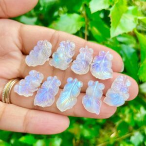 Madagascar Moonstone Crystal Koi Fish : Mini Carved Gemstone Goldfish HQ (16-20mm)