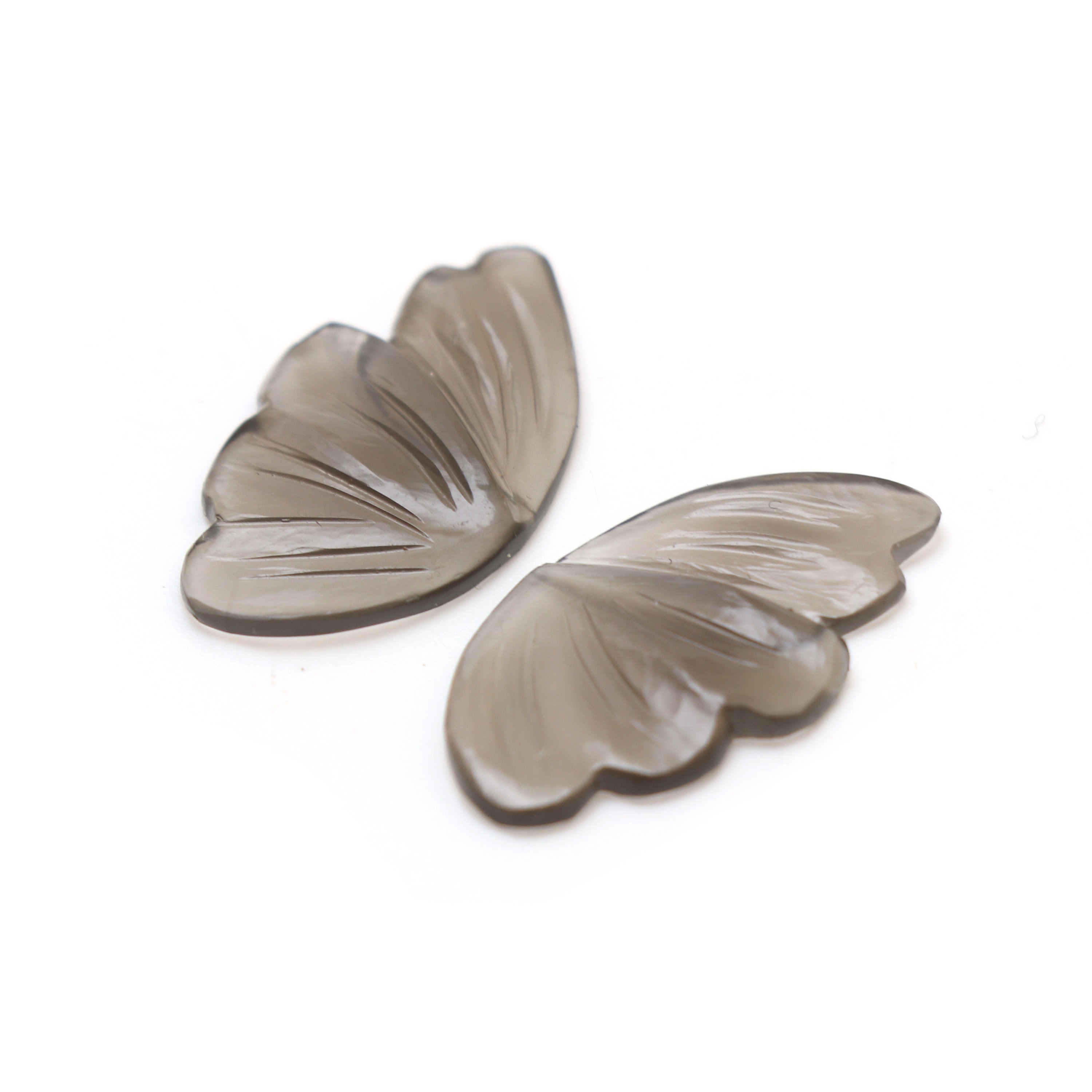 Natural Grey Moonstone Wings Carving Loose Gemstone, 15x26mm, Grey Moonstone Carving Wings Jewelry Making Gemstone, Pair ( 2 Pieces )