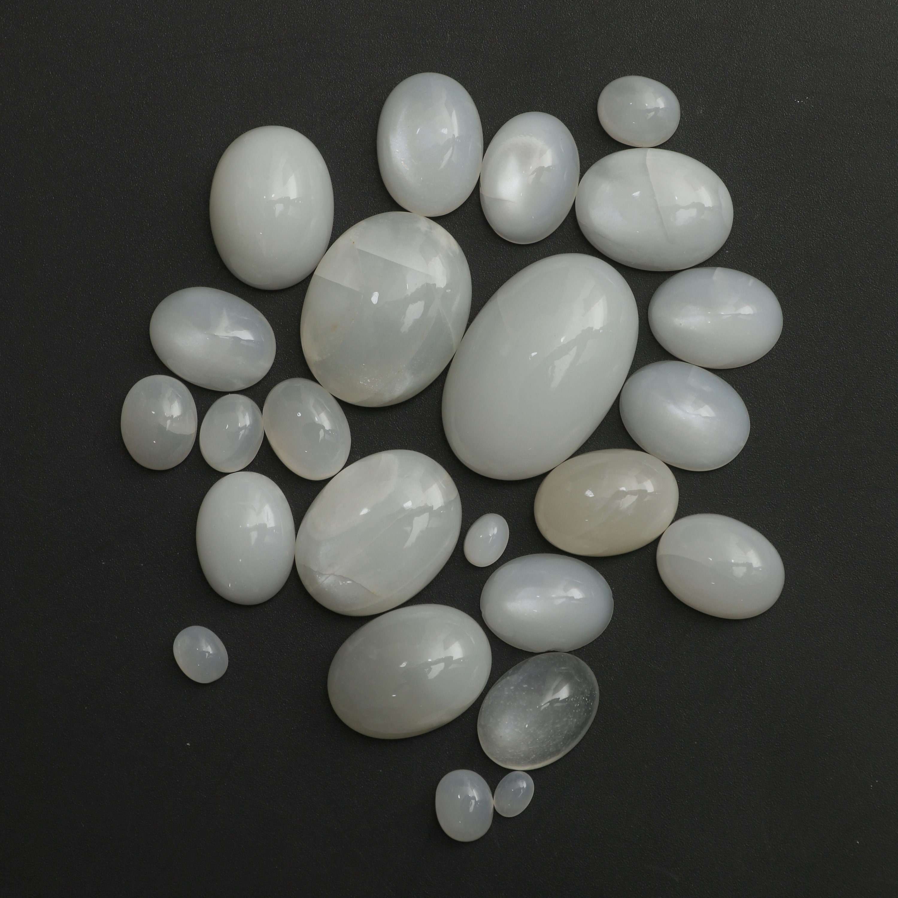 Natural White Moonstone Smooth Oval Loose Gemstone, 4x5.5 Mm To 19x29 Mm, White Moonstone Jewelry Handmade Gift For Women, Set Of 24 Pieces